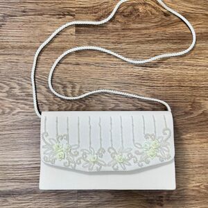 White Beaded Formal Shoulder Bag for Brides or Events